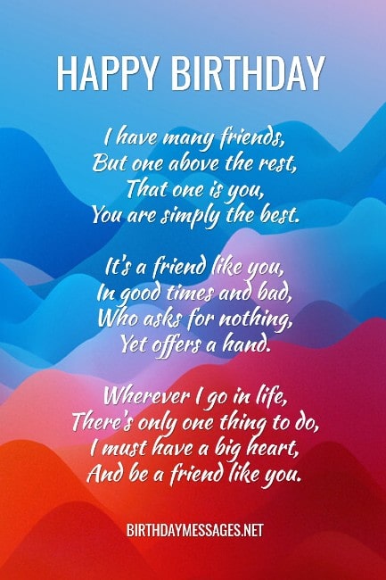 Best my short on friend poem Birthday Poem