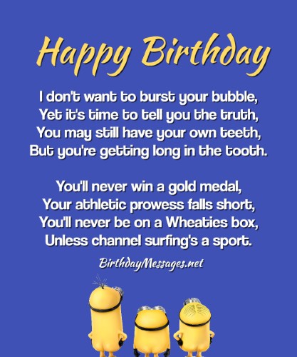 Funny Birthday Poems - Funny Birthday Messages