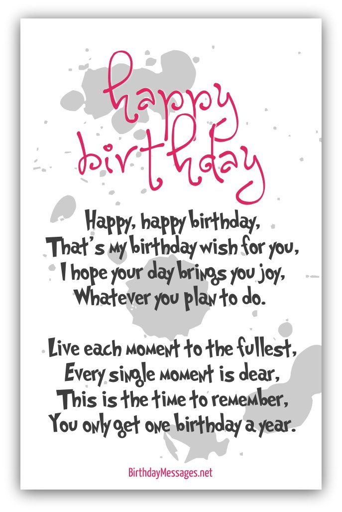 Happy Birthday Poems - Happy Birthday Messages